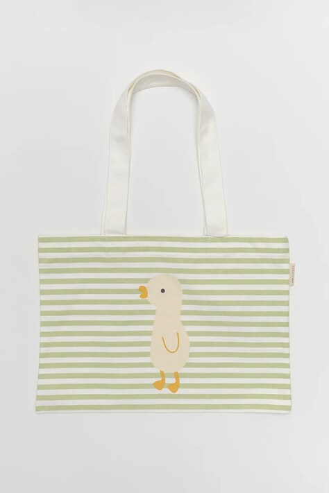Plážová taška SunnyLife Duck Sage Stripe zelená farba