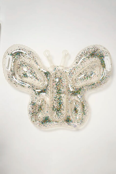 Detský vodný nafukovací matrac SunnyLife Butterfly Cotton Candy Glitter priehľadná farba