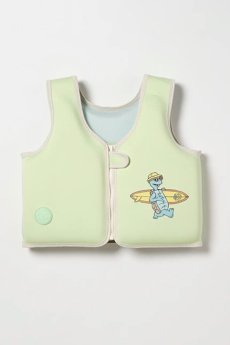 Detská plavecká vesta SunnyLife Shred Turtle Aqua x Rip Curl 3-6 years zelená farba