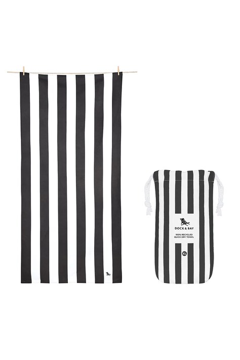 Dock & Bay gyorsan száradó strandtörülköző Kamari Charcoal 200 x 90 cm fekete