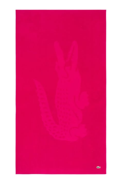 Бавовняний пляжний рушник Lacoste L SPORT Bigarreau 90 x 160 cm колір рожевий
