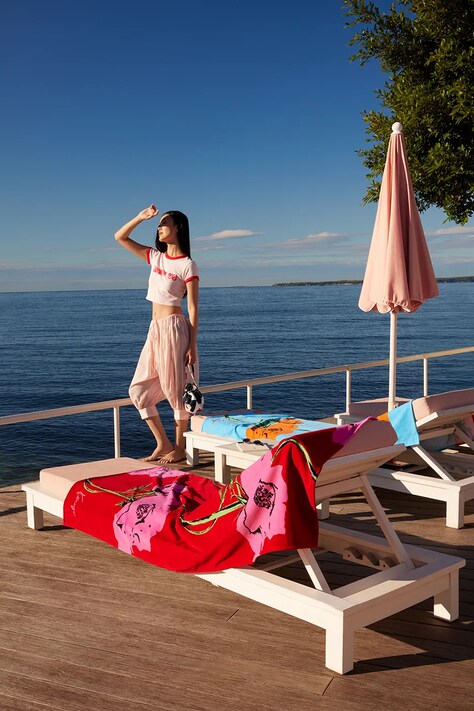 Kenzo prosop de plajă din bumbac KPOP Rouge 100 x 170 cm culoarea roșu, 1068012