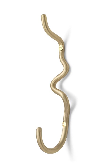 Stenski obešalnik ferm LIVING Curvature rumena barva