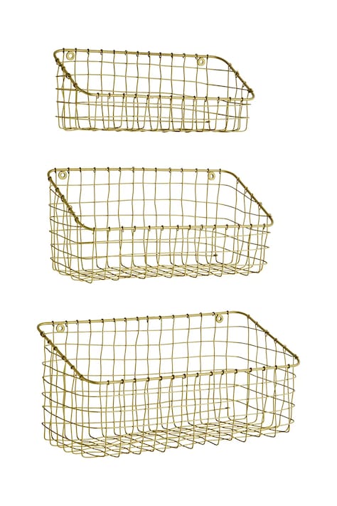 Stenska košara za shranjevanje Madam Stoltz 3-pack rumena barva