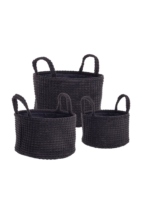 Bizzotto set cestini portaoggetti Nicky pacco da 3 colore nero
