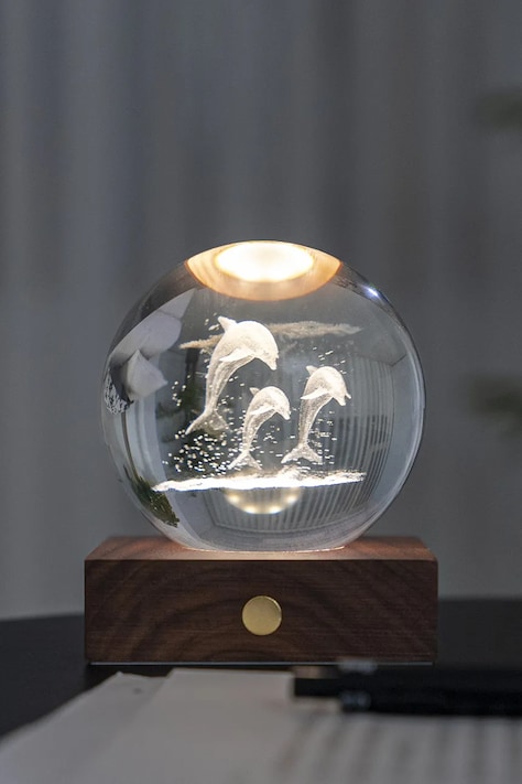 Настольная беспроводная led лампа Gingko Design Amber Crystal Light 9,5 x 8 cm цвет коричневый