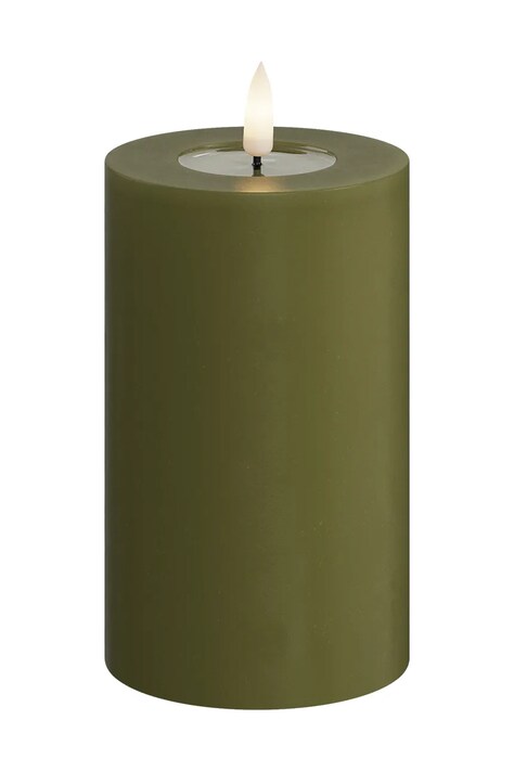 Deluxe Homeart świeca led Oliven Gronne Bloklys 7,5 x 12,5 cm kolor zielony