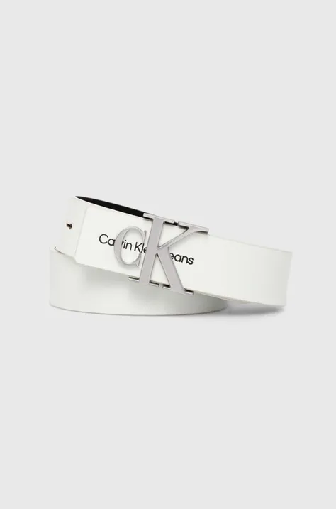 Kožený opasok Calvin Klein dámsky,biela farba,K60K610281