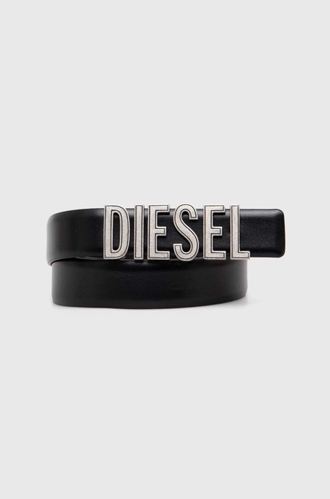 Kožený opasok Diesel B-DIESEL RIVETS BELT dámsky, čierna farba