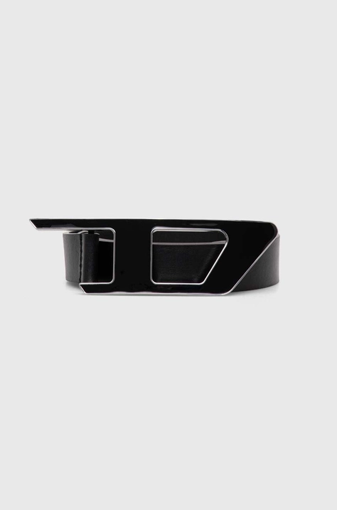 Kožený opasok Diesel D LOGO B-DLOGO II BELT dámsky,čierna farba,X09917.PR227