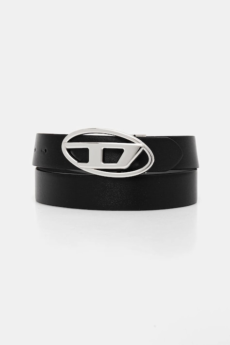 Двухсторонний кожаный ремень Diesel OVAL D LOGO B-1DR W REV II цвет чёрный X09874.P1245