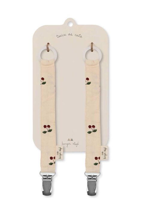 Konges Sløjd pandantiv pentru suzetă 2-pack 2 PACK PACIFIER STRAP culoarea roz