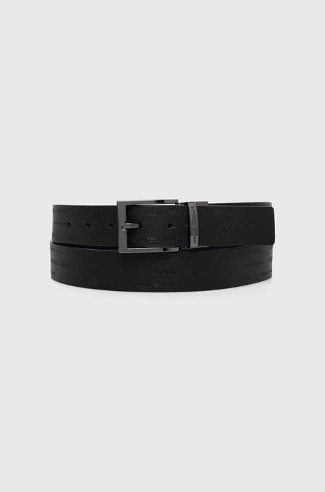 Αναστρέψιμη δερμάτινη ζώνη Emporio Armani χρώμα: μαύρο, Y4S426 YTU5J