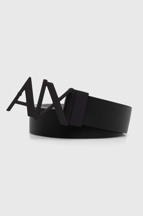 Armani Exchange curea de piele cu doua fete barbati, culoarea negru, 951017 CC505