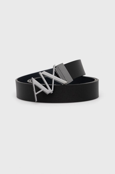 Armani Exchange curea de piele cu doua fete barbati, culoarea negru, 951017 CC505