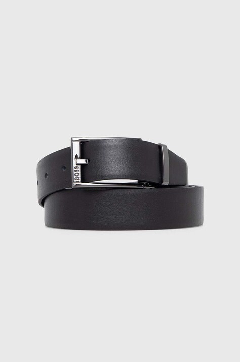 BOSS kifordítható bőröv fekete, férfi