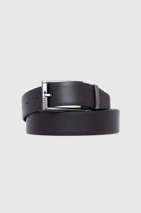 BOSS kifordítható bőröv fekete, férfi