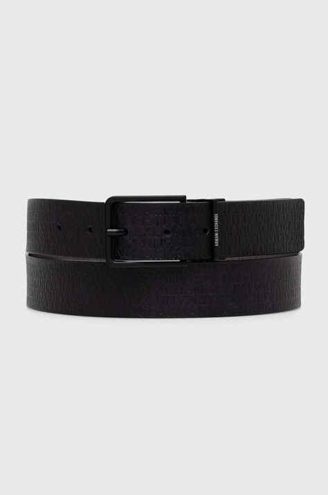 Armani Exchange curea de piele cu doua fete barbati, culoarea negru, 951325 2F800
