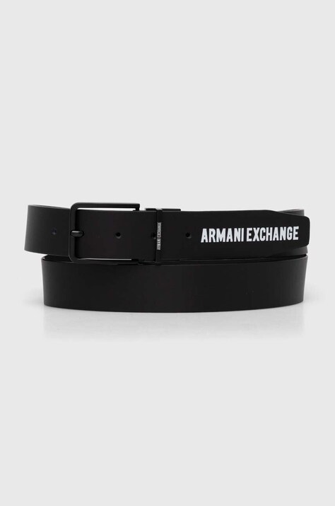 Armani Exchange pasek skórzany dwustronny męski kolor czarny 951394 4R850
