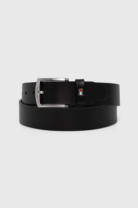 Tommy Hilfiger curea de piele barbati, culoarea negru, AM0AM08360