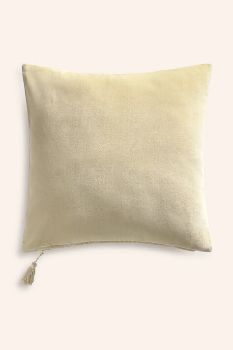 Dekoratívna bavlnená obliečka na vankúš Calma House Velour 45 x 45 cm béžová farba