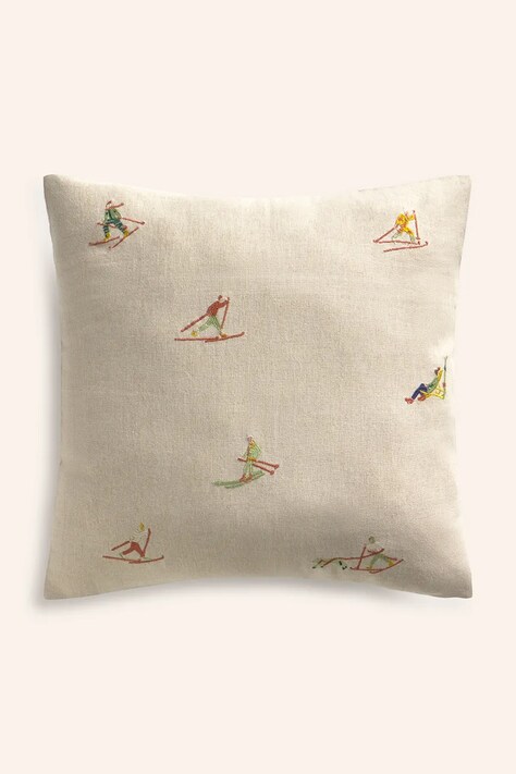 Calma House poszewka dekoracyjna na poduszkę z lnem Ski 45 x 45 cm kolor beżowy