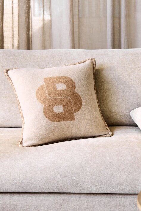 BOSS Poszewka na poduszkę dekoracyjna z wełną SIGNATUR Beige 45 x 45 cm 1072541