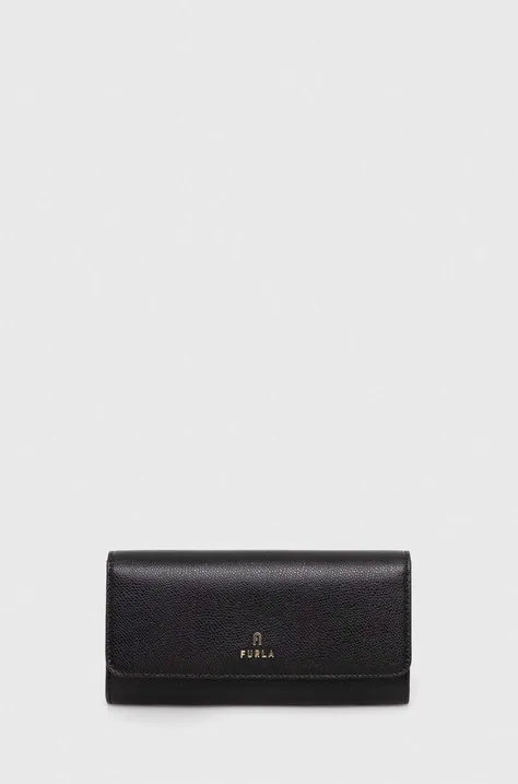 Kožená peněženka Furla černá barva