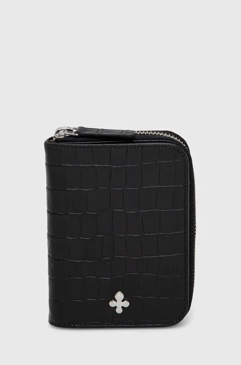Δερμάτινο πορτοφόλι Lilou γυναικεία, χρώμα: μαύρο