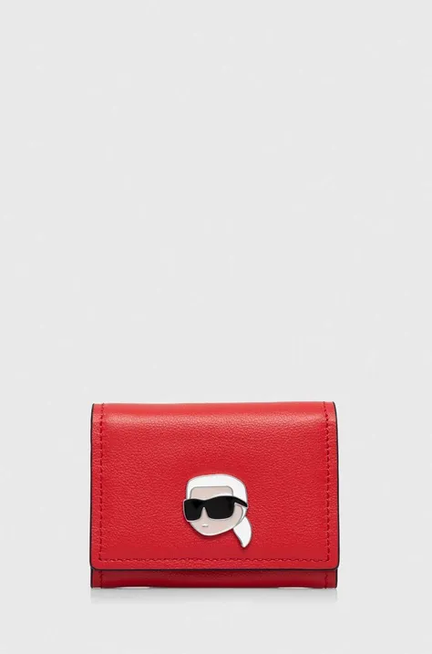 Kožni novčanik Karl Lagerfeld za žene, boja: crvena
