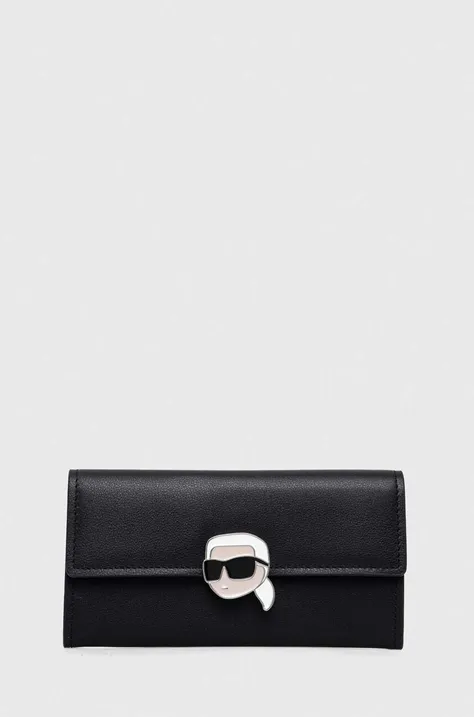 Кожаный кошелек Karl Lagerfeld женский цвет чёрный