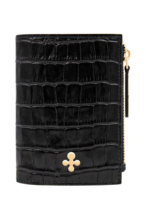 Δερμάτινο πορτοφόλι Lilou γυναικεία, χρώμα: μαύρο