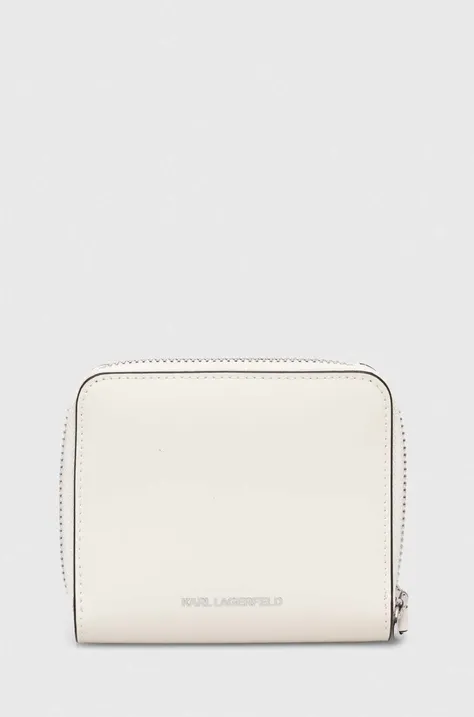 Δερμάτινο πορτοφόλι Karl Lagerfeld γυναικεία, χρώμα: άσπρο