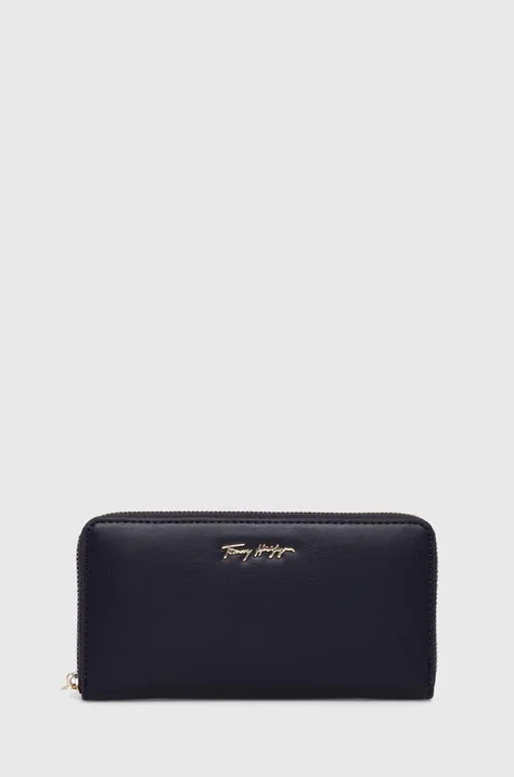 Peňaženka Tommy Hilfiger dámska, tmavomodrá farba, AW0AW12186