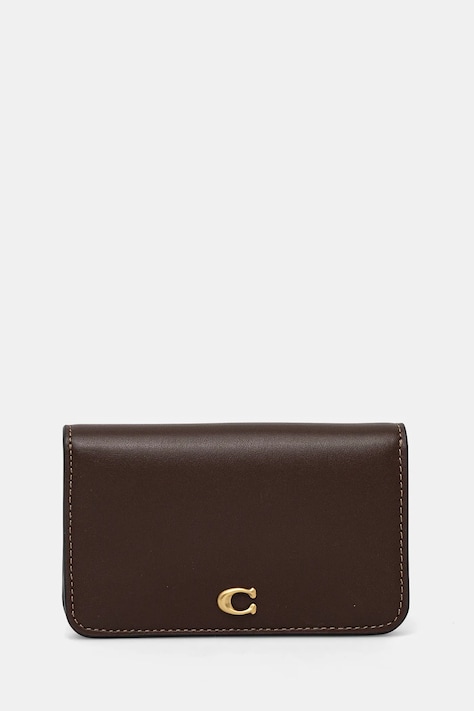 Кожен портфейл Coach дамски в кафяво CR990