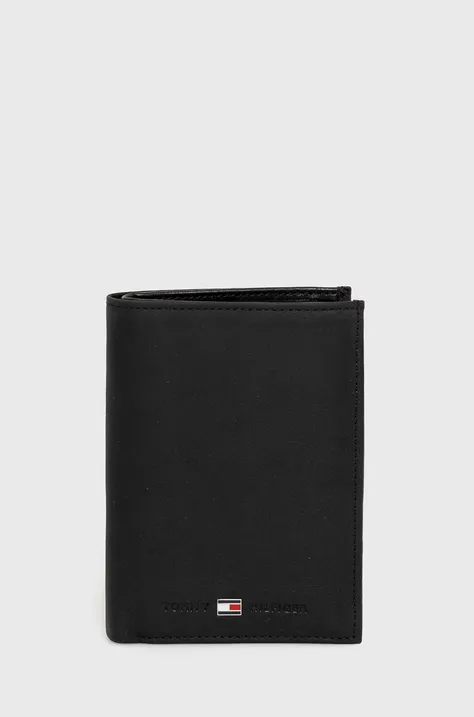 Kožená peňaženka Tommy Hilfiger pánska, čierna farba