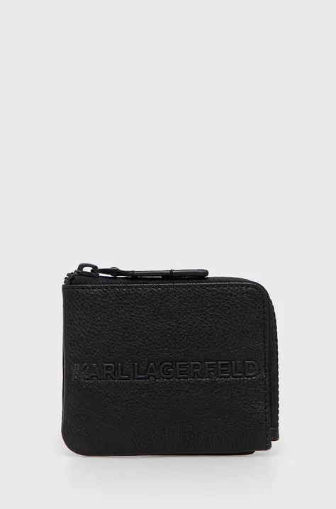 Usnjena denarnica Karl Lagerfeld moški, črna barva
