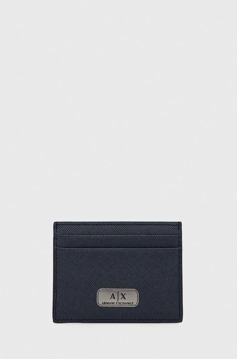 Kožené puzdro na karty Armani Exchange šedá farba