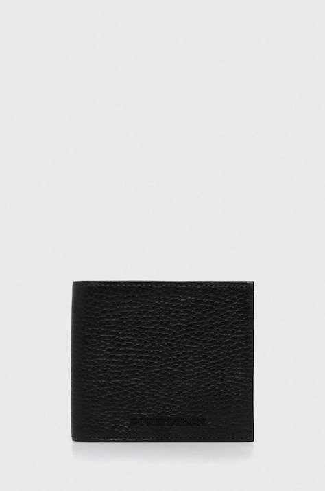 Кожаный кошелек Emporio Armani мужской цвет чёрный