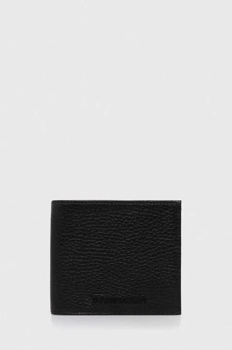 Кожаный кошелек Emporio Armani мужской цвет чёрный