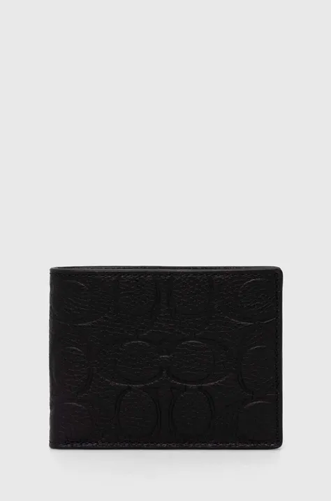 Δερμάτινο πορτοφόλι Coach ανδρικά, χρώμα: μαύρο