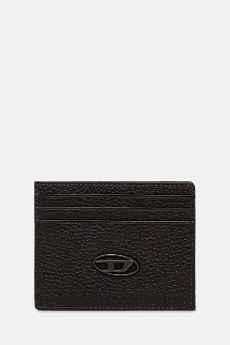 Kožené puzdro na karty Diesel HISSU EVO CARD CASE hnedá farba, X09018.P0685