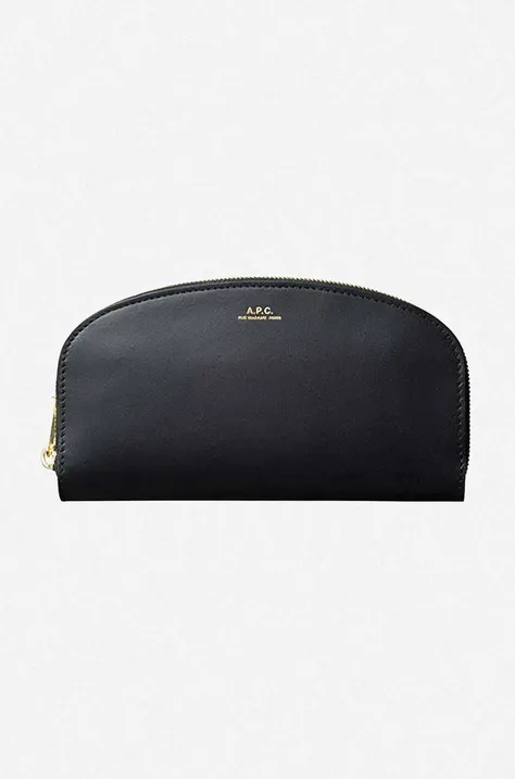 A.P.C. leather wallet Demi Lune black color