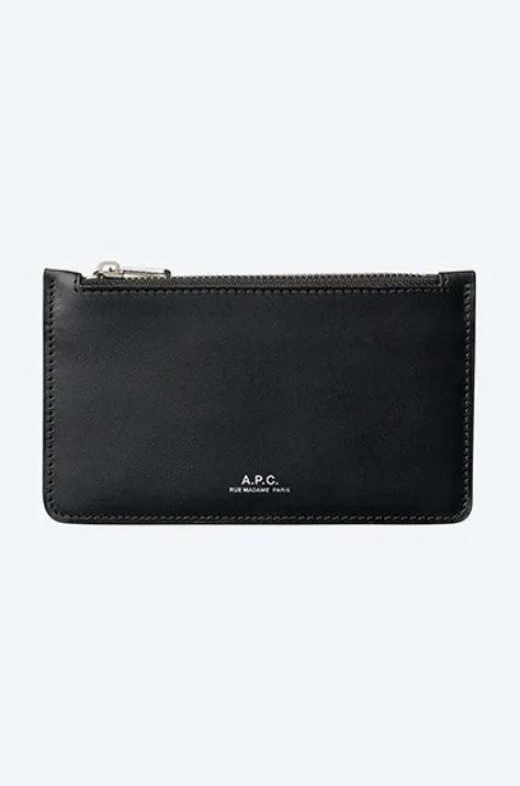 Δερμάτινο πορτοφόλι A.P.C. χρώμα: μαύρο