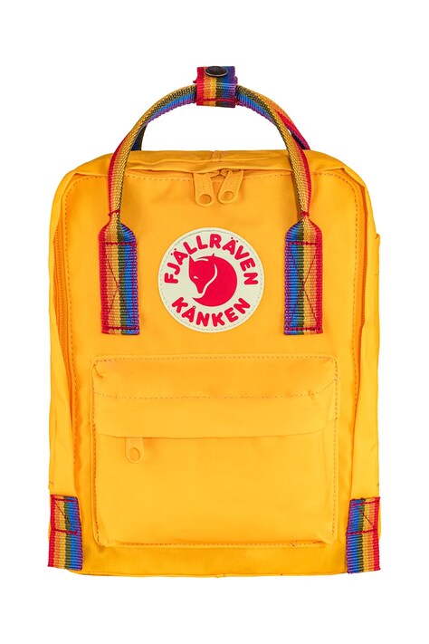 Fjallraven ghiozdan copii Kanken Rainbow Mini culoarea galben, mic, neted, F23621