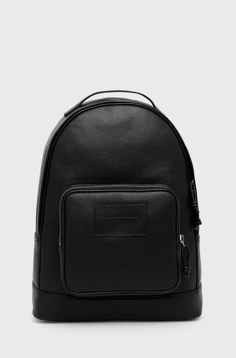 Kožený batoh Emporio Armani pánský, černá barva, velký, hladký, Y4O334 Y068E