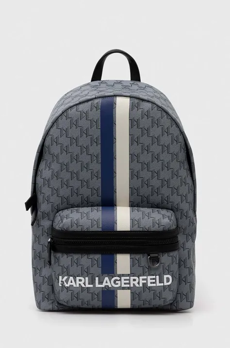 Ruksak Karl Lagerfeld za muškarce, boja: siva, veliki, s uzorkom