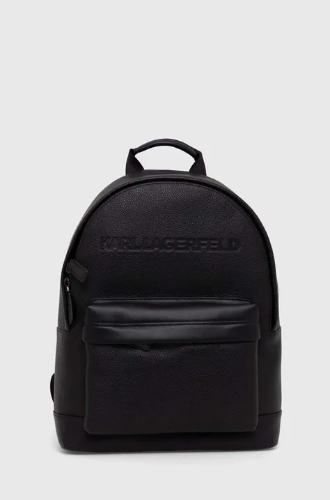 Kožený ruksak Karl Lagerfeld pánsky, čierna farba, veľký, jednofarebný