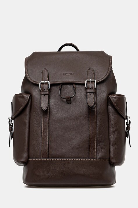 Coach ghiozdan de piele barbati, culoarea maro, mare, neted, CV982