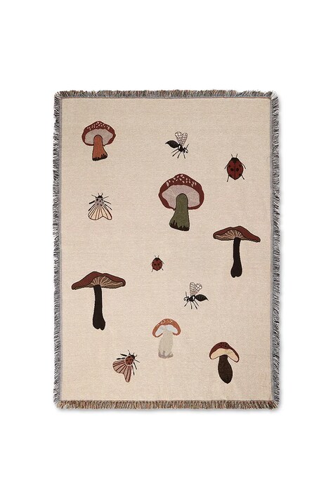 ferm LIVING koc bawełniany Forest Tapestry 120 x 170 cm kolor beżowy